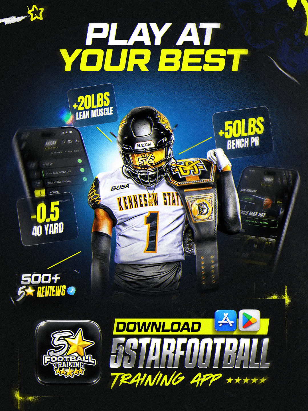 5 Star Football Training App athlete results