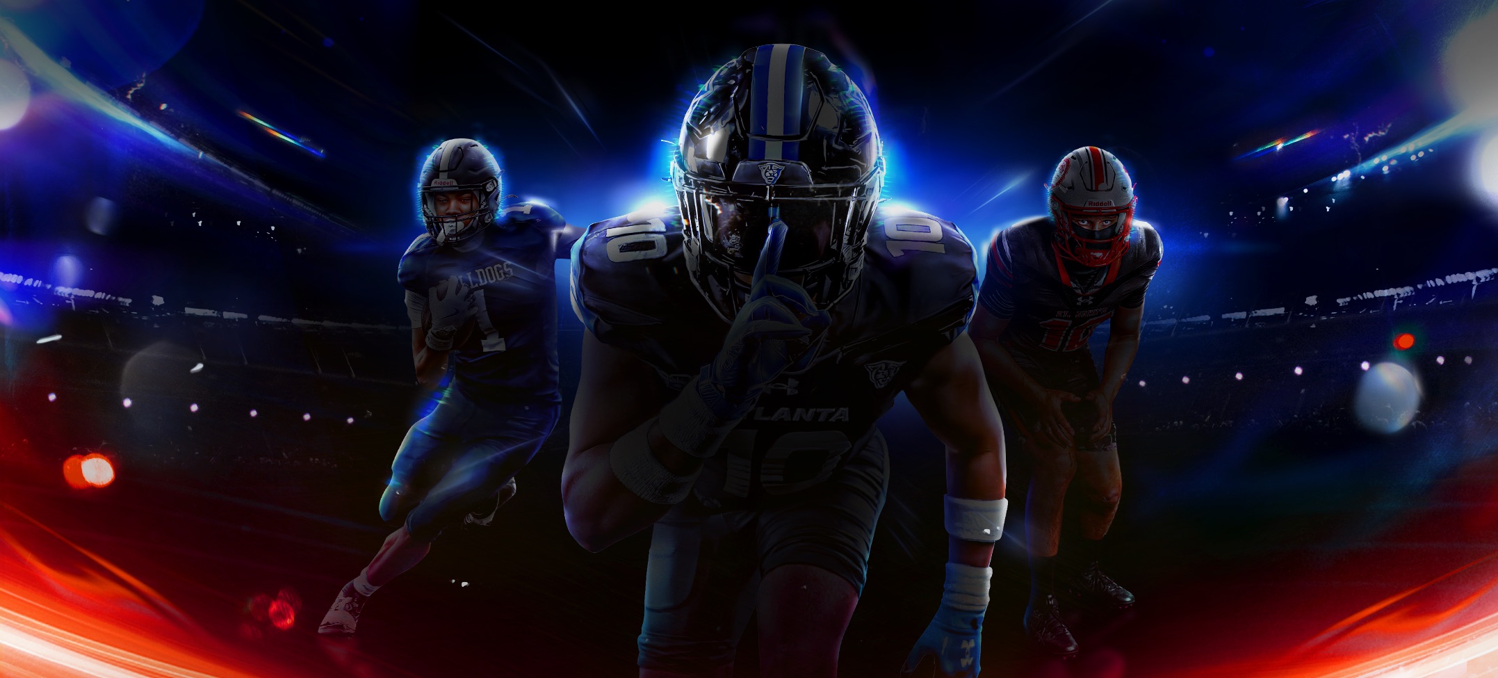 5 Star Football athletes under the stadium lights